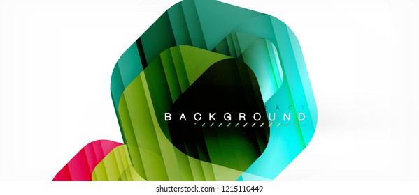 Glossy color hexagons modern composition background, shiny glass design, vector