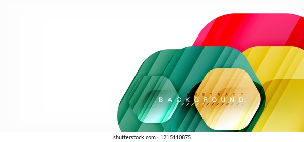 Color brillante hexágono fondo de composición moderna, diseño de vidrio brillante, vector