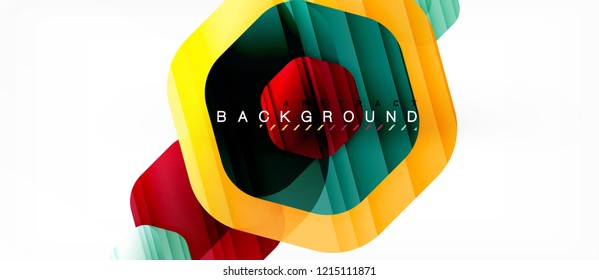 Color brillante hexágono fondo de composición moderna, diseño de vidrio brillante, vector
