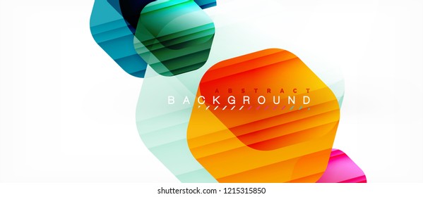 Glossy-Farb-Hexagons, moderner Kompositionshintergrund, glänzendes Glasdesign, Vektorgrafik
