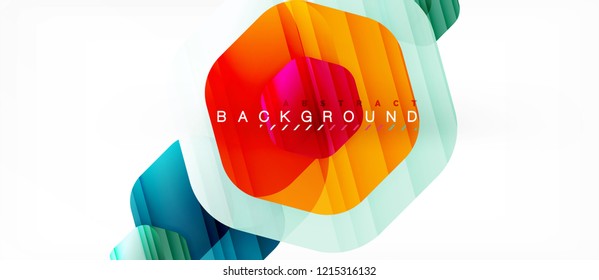 Glossy color hexagons modern composition background, shiny glass design, vector