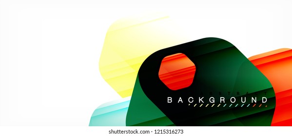 Glossy color hexagons modern composition background, shiny glass design, vector