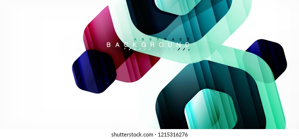 Color brillante hexágono fondo de composición moderna, diseño de vidrio brillante, vector