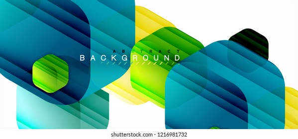 Glossy color hexagons modern composition background, shiny glass design, vector