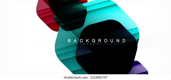 Glossy color hexagons modern composition background, shiny glass design, vector