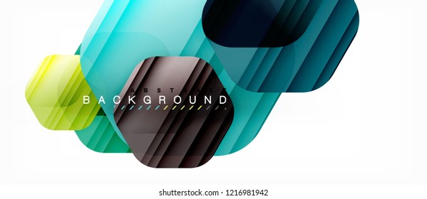 Color brillante hexágono fondo de composición moderna, diseño de vidrio brillante, vector