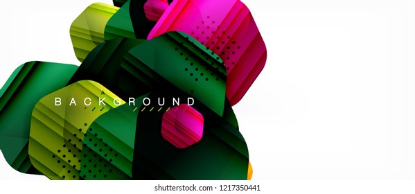Color brillante hexágono fondo de composición moderna, diseño de vidrio brillante, vector