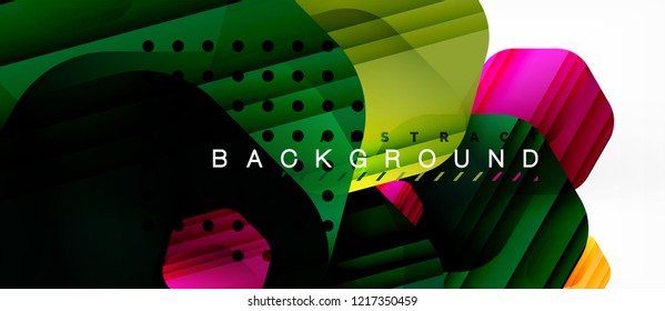 Glossy color hexagons modern composition background, shiny glass design, vector