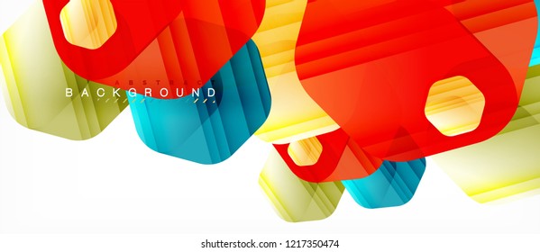 Glossy-Farb-Hexagons, moderner Kompositionshintergrund, glänzendes Glasdesign, Vektorgrafik