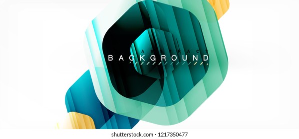 Glossy color hexagons modern composition background, shiny glass design, vector