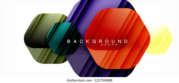 Color brillante hexágono fondo de composición moderna, diseño de vidrio brillante, vector