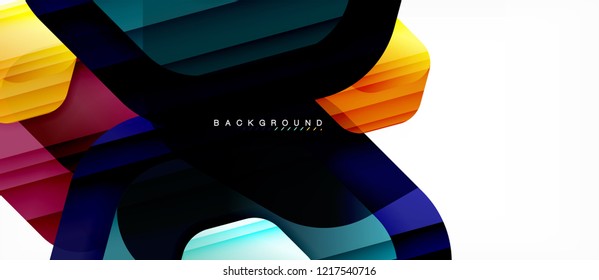 Glossy color hexagons modern composition background, shiny glass design, vector