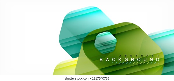 Glossy color hexagons modern composition background, shiny glass design, vector