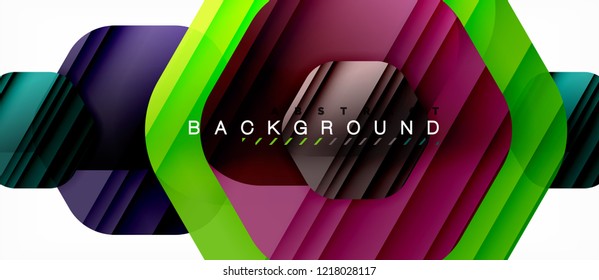 Color brillante hexágono fondo de composición moderna, diseño de vidrio brillante, vector