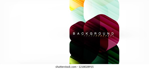 Glossy color hexagons modern composition background, shiny glass design, vector