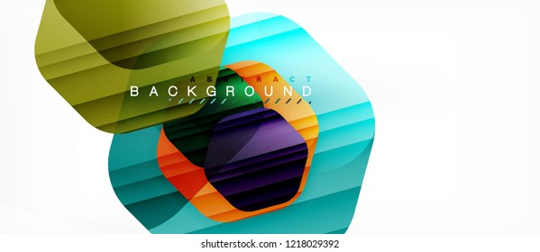 Glossy color hexagons modern composition background, shiny glass design, vector