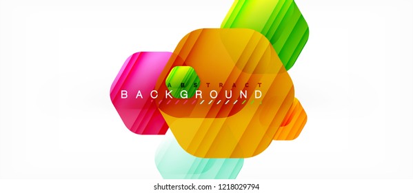 Color brillante hexágono fondo de composición moderna, diseño de vidrio brillante, vector