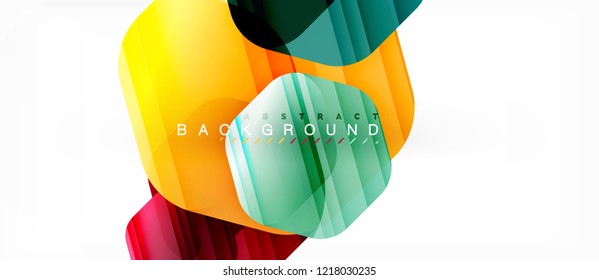Glossy color hexagons modern composition background, shiny glass design, vector