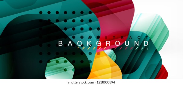 Glossy color hexagons modern composition background, shiny glass design, vector