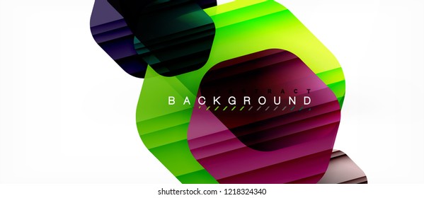 Glossy color hexagons modern composition background, shiny glass design, vector