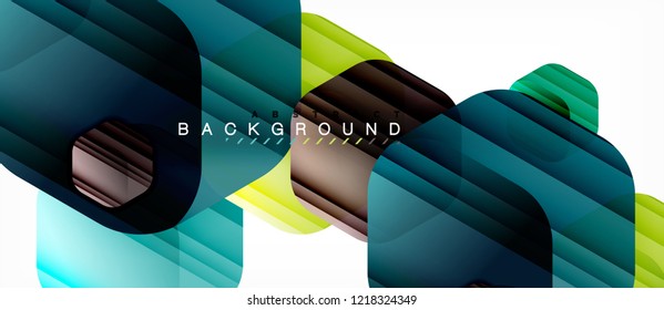 Glossy color hexagons modern composition background, shiny glass design, vector