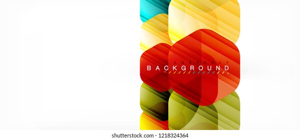 Glossy color hexagons modern composition background, shiny glass design, vector