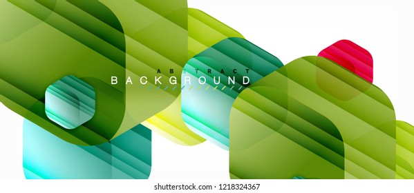 Glossy color hexagons modern composition background, shiny glass design, vector