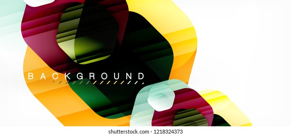 Glossy color hexagons modern composition background, shiny glass design, vector