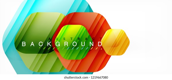 Color brillante hexágono fondo de composición moderna, diseño de vidrio brillante, vector