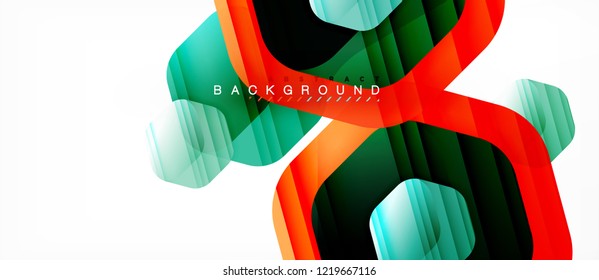 Glossy color hexagons modern composition background, shiny glass design, vector