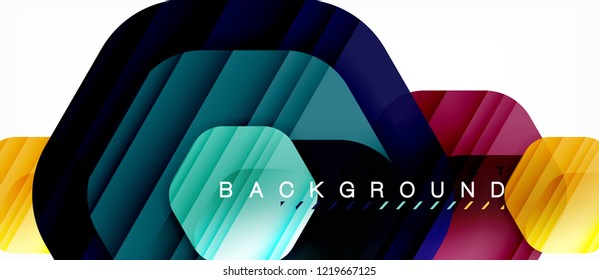 Color brillante hexágono fondo de composición moderna, diseño de vidrio brillante, vector