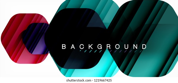 Color brillante hexágono fondo de composición moderna, diseño de vidrio brillante, vector