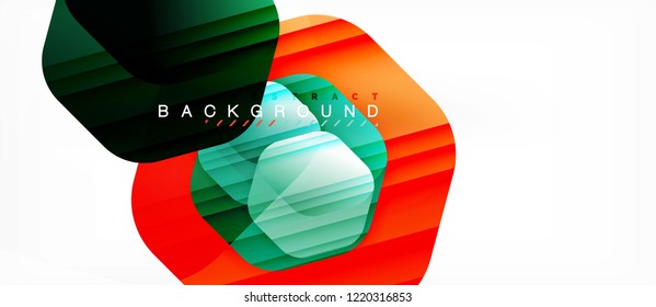 Glossy color hexagons modern composition background, shiny glass design, vector