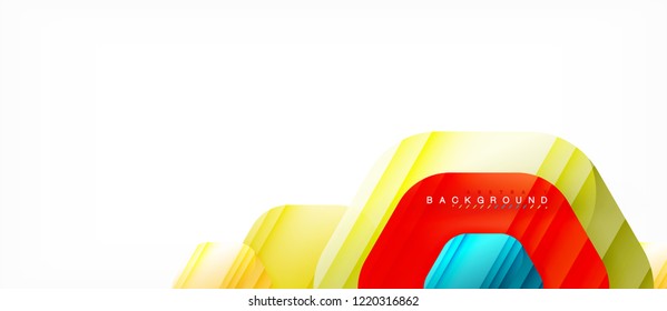 Glossy color hexagons modern composition background, shiny glass design, vector
