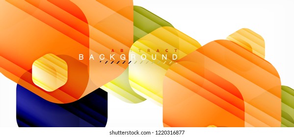 Glossy color hexagons modern composition background, shiny glass design, vector