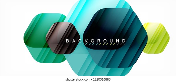 Hexágonos de cor brilhante fundo composição moderna, design de vidro brilhante, vetor