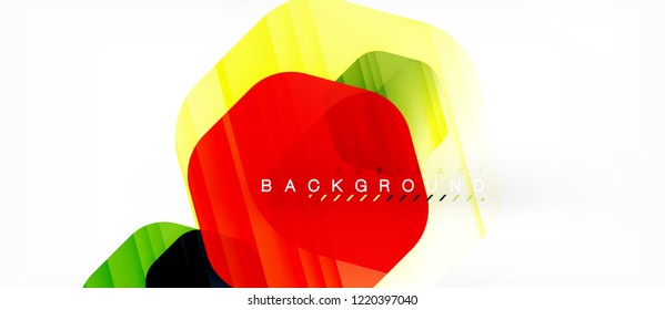 Glossy color hexagons modern composition background, shiny glass design, vector