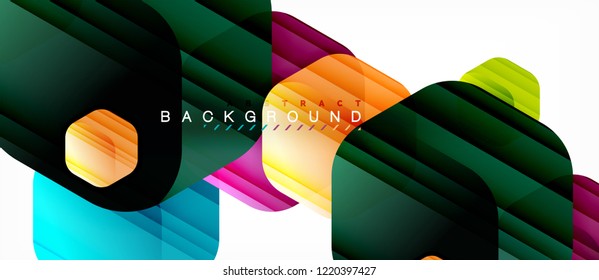 Color brillante hexágono fondo de composición moderna, diseño de vidrio brillante, vector