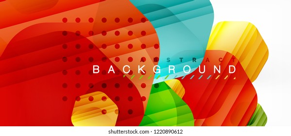 Glossy color hexagons modern composition background, shiny glass design, vector
