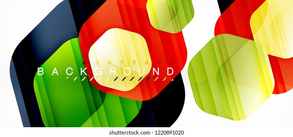 Color brillante hexágono fondo de composición moderna, diseño de vidrio brillante, vector