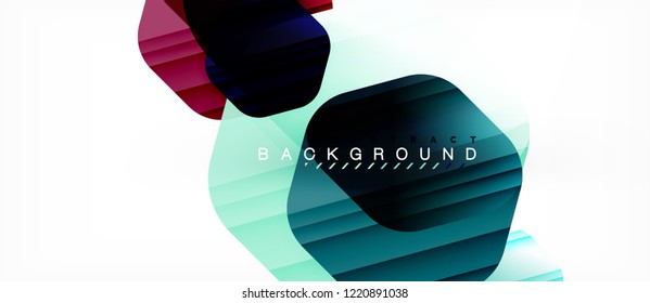 Glossy color hexagons modern composition background, shiny glass design, vector
