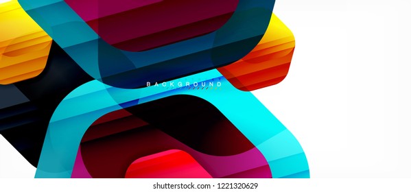 Glossy color hexagons modern composition background, shiny glass design, vector