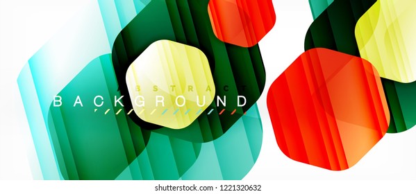 Color brillante hexágono fondo de composición moderna, diseño de vidrio brillante, vector