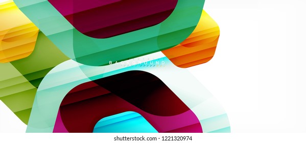Glossy color hexagons modern composition background, shiny glass design, vector