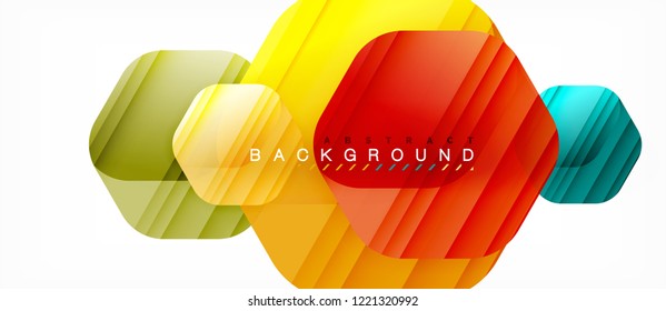 Color brillante hexágono fondo de composición moderna, diseño de vidrio brillante, vector