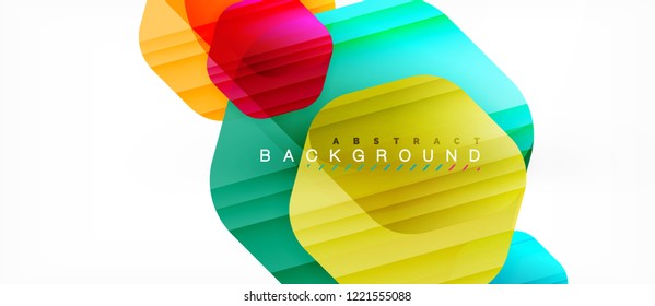 Glossy color hexagons modern composition background, shiny glass design, vector