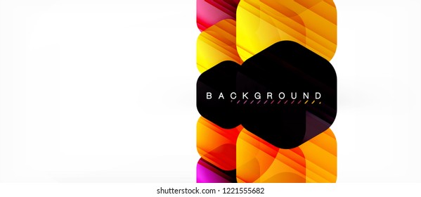 Glossy color hexagons modern composition background, shiny glass design, vector