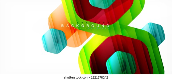 Glossy-Farb-Hexagons, moderner Kompositionshintergrund, glänzendes Glasdesign, Vektorgrafik