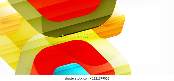 Glossy color hexagons modern composition background, shiny glass design, vector