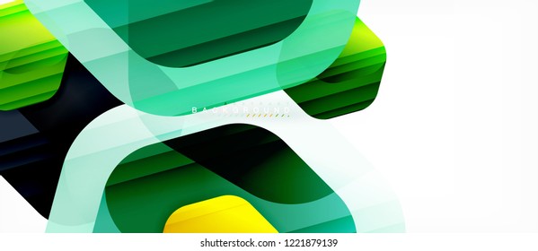 Glossy color hexagons modern composition background, shiny glass design, vector